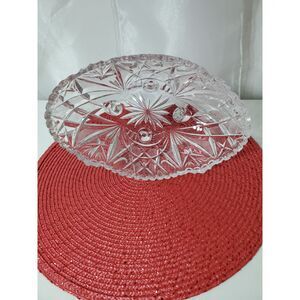 This is a three-footed cut crystal glass bowl Pinwheel and Fan Design~Vintage~